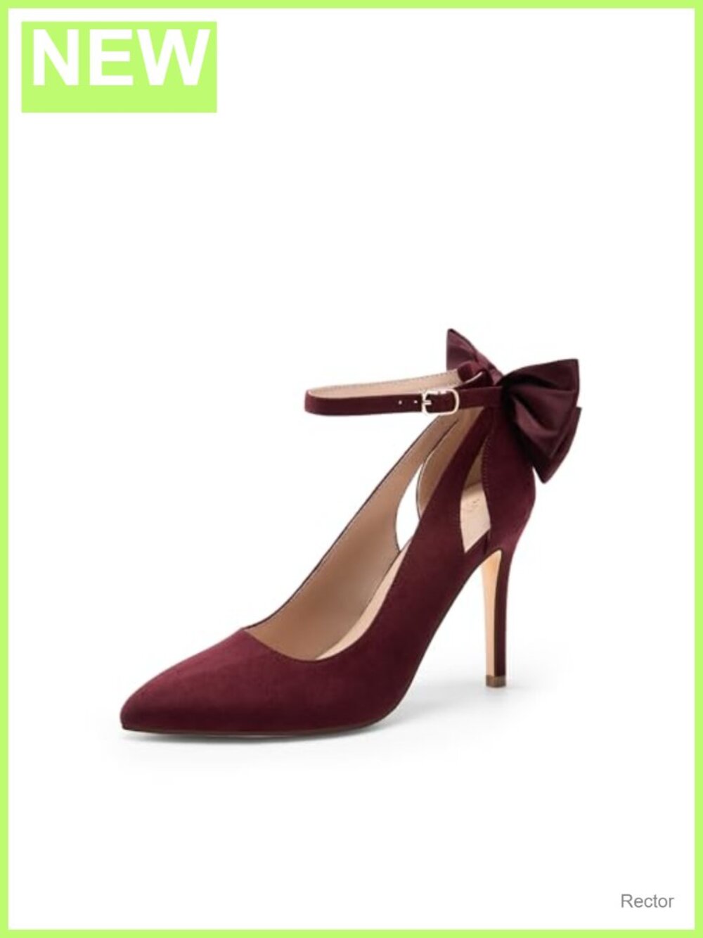 Women's Stiletto Heels Pumps Pointed Toe 4-Inch Ankle Strap Faux Suede Satin